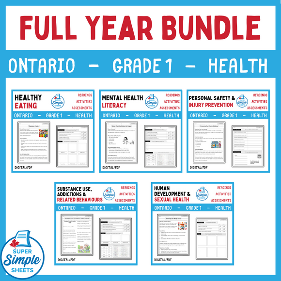 Ontario - Grade 1 Health - Full Year Bundle