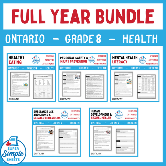 Ontario - Grade 8 Health - Full Year Bundle