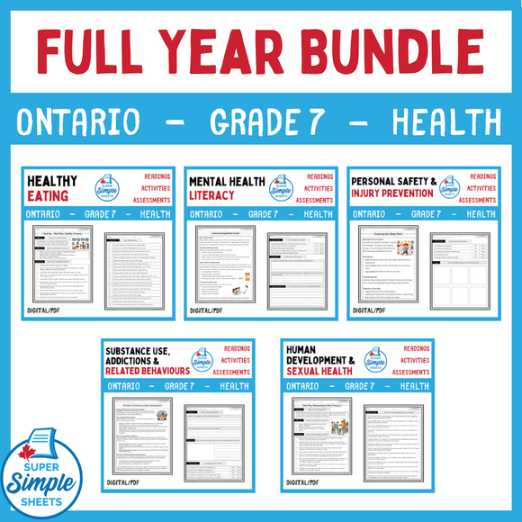 Ontario - Grade 7 Health - Full Year Bundle