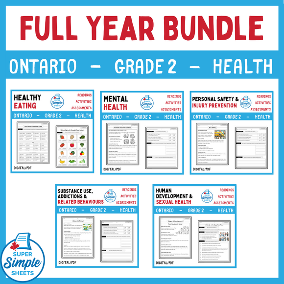 Ontario - Grade 2 Health - Full Year Bundle