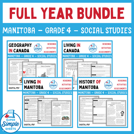 Manitoba - Grade 4 Social Studies - FULL YEAR BUNDLE