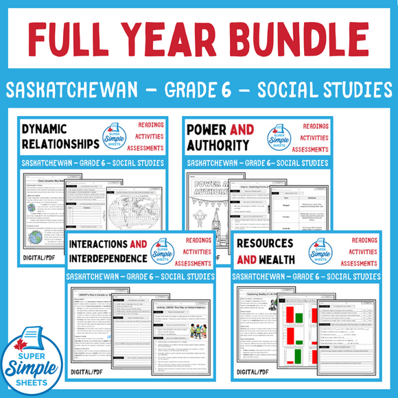 Saskatchewan - Grade 6 - Social Studies - FULL YEAR BUNDLE