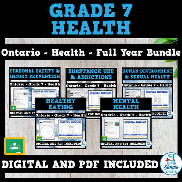 Ontario Grade 7 Health - Full Year Bundle