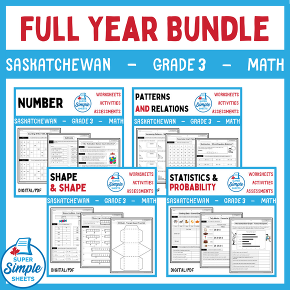 Saskatchewan Grade 3 Math - Full Year Bundle