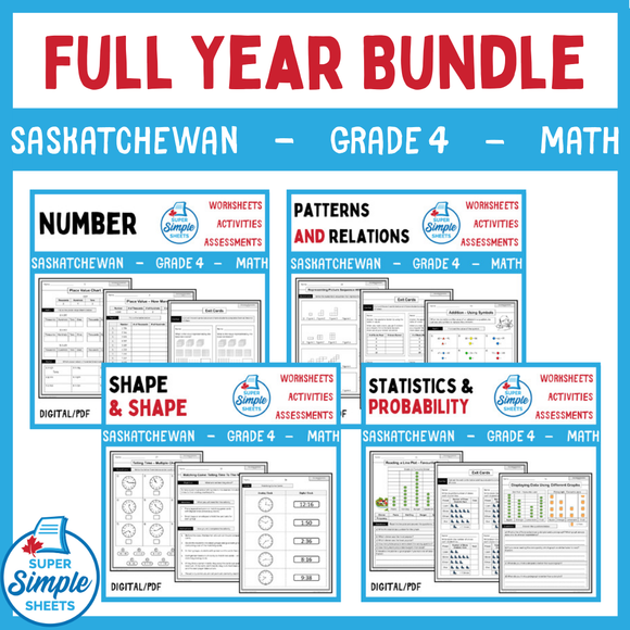 Saskatchewan Grade 4 Math - Full Year Bundle