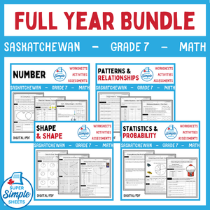 Saskatchewan Grade 7 Math - Full Year Bundle - GOOGLE/PDF INCLUDED