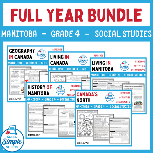 Manitoba - Grade 4 Social Studies - FULL YEAR BUNDLE