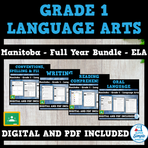 Manitoba Grade 1 Language Arts ELA - FULL YEAR BUNDLE