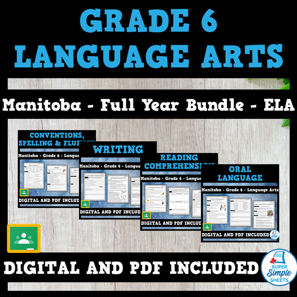 Manitoba Grade 6 Language Arts ELA - FULL YEAR BUNDLE