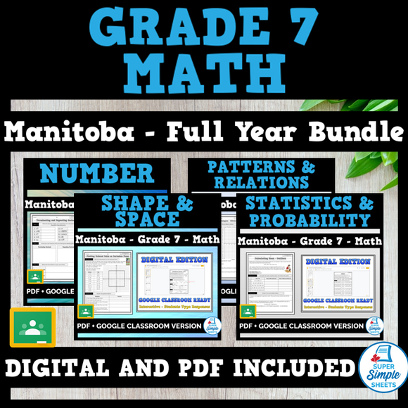 Manitoba Grade 7 Full Year Bundle - Math - GOOGLE AND PDF