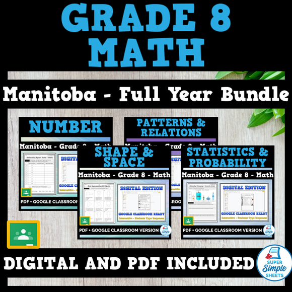 Manitoba Grade 8 Full Year Bundle - Math - GOOGLE AND PDF