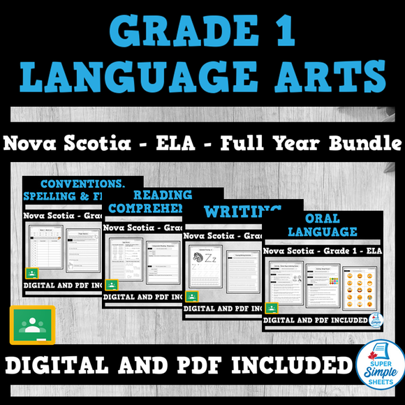 Nova Scotia Grade 1 Language Arts ELA - FULL YEAR BUNDLE