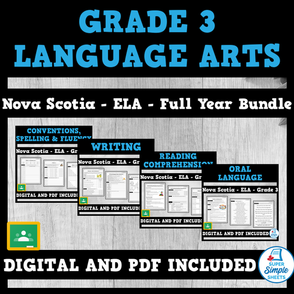 Nova Scotia Grade 3 Language Arts ELA - FULL YEAR BUNDLE