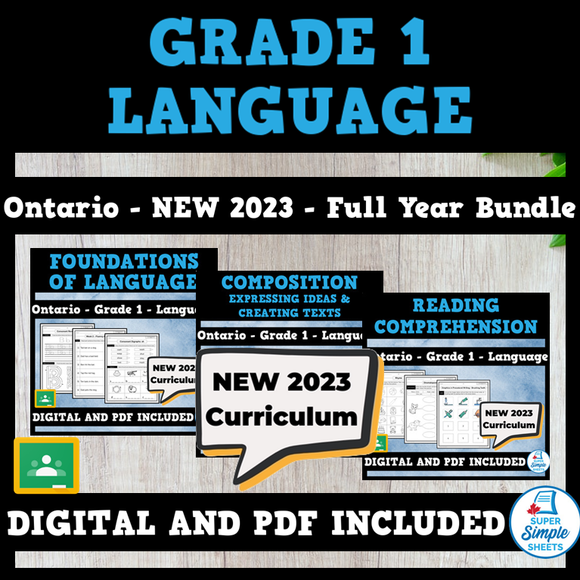 Ontario Grade 1 Language - FULL YEAR BUNDLE - NEW 2023 Curriculum