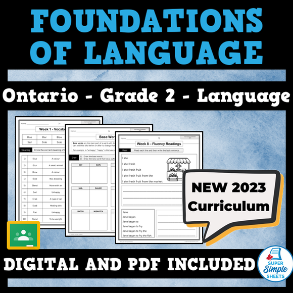 NEW 2023 Ontario Language - Grade 2 - Foundations of Language