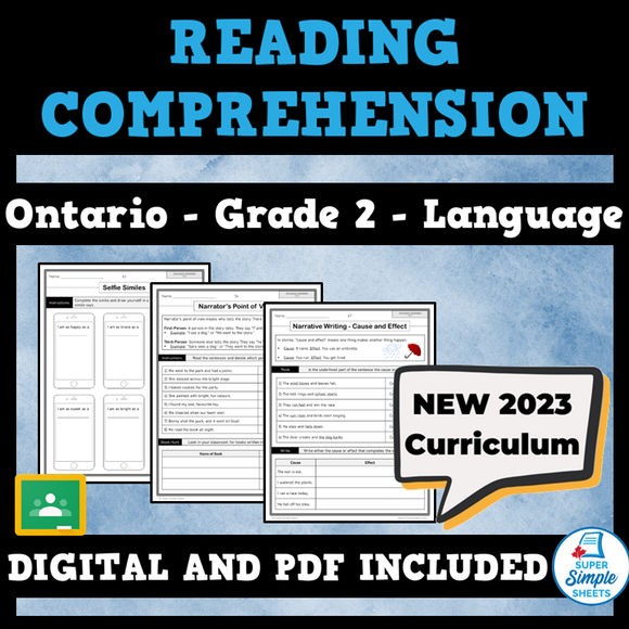 NEW 2023 Ontario Language - Grade 2 - Reading Comprehension