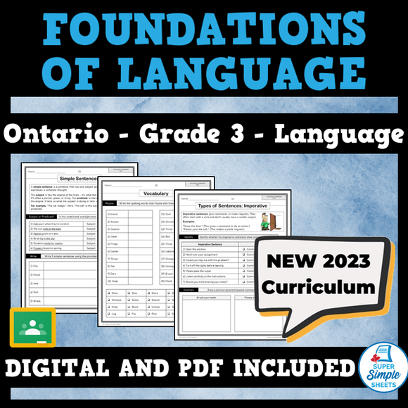 NEW 2023 Ontario Language - Grade 3 - Foundations of Language