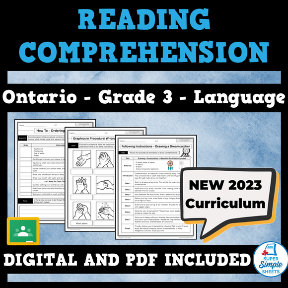 NEW 2023 Ontario Language - Grade 3 - Reading Comprehension