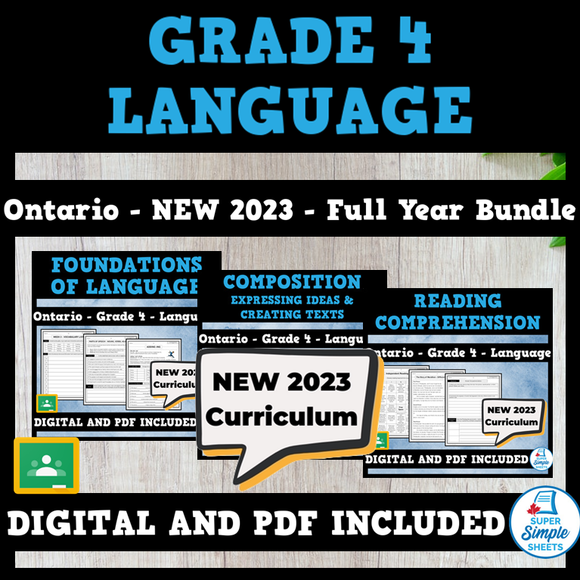 Ontario Grade 4 Language - FULL YEAR BUNDLE - NEW 2023 Curriculum