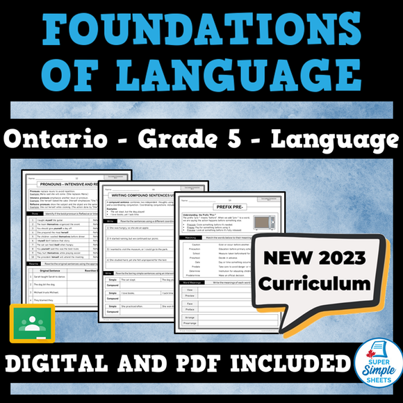 NEW 2023 Ontario Language - Grade 5 - Foundations of Language