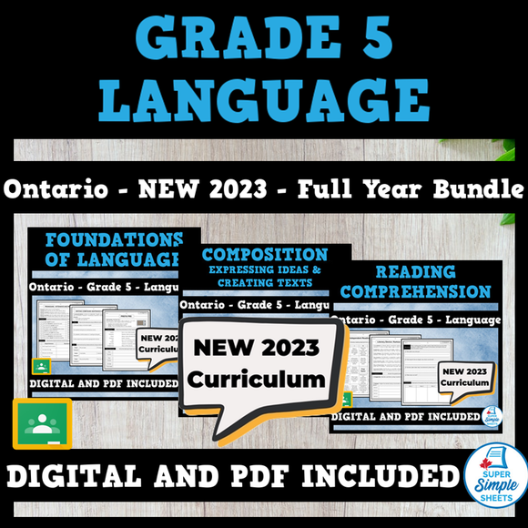 Ontario Grade 5 Language - FULL YEAR BUNDLE - NEW 2023 Curriculum