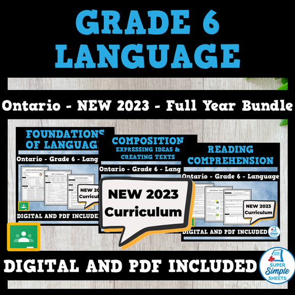 Ontario Grade 6 Language - FULL YEAR BUNDLE - NEW 2023 Curriculum