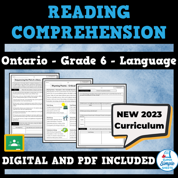 NEW 2023 Ontario Language - Grade 6 - Reading Comprehension