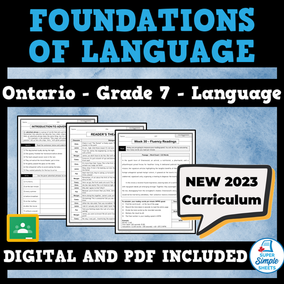 NEW 2023 Ontario Language - Grade 7 - Foundations of Language