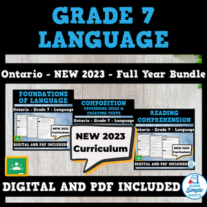 Ontario Grade 7 Language - FULL YEAR BUNDLE - NEW 2023 Curriculum