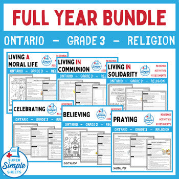 Ontario Catholic Religion - Grade 3 Full Year Bundle