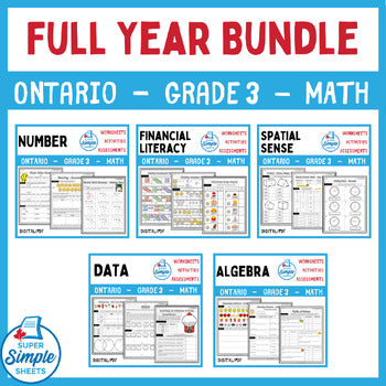 Grade 3 Full Year Math Bundle - Ontario New 2020 Curriculum