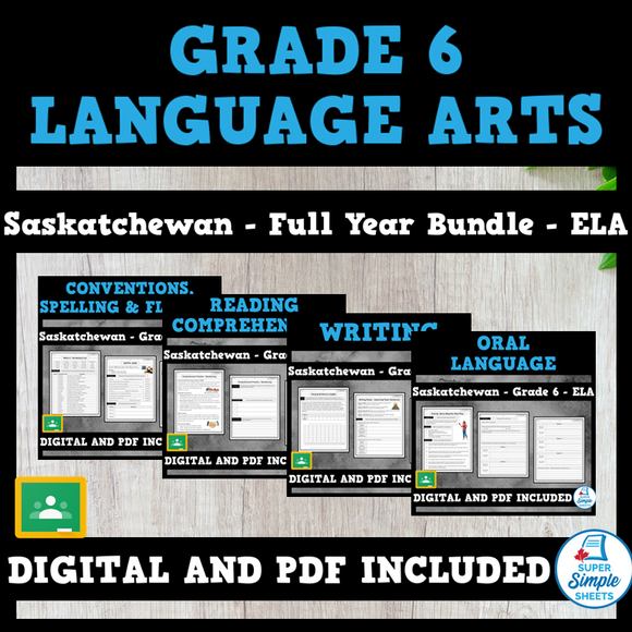 Saskatchewan Grade 6 Language Arts ELA - FULL YEAR BUNDLE