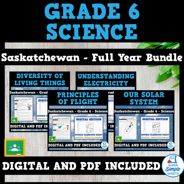 Saskatchewan　Simple　Grade　Science　INCLUDED　Bundle　Full　Year　GOOGLE/PDF　–　Super　Sheets