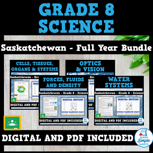 Saskatchewan Grade 8 Science - Full Year Bundle - GOOGLE/PDF INCLUDED
