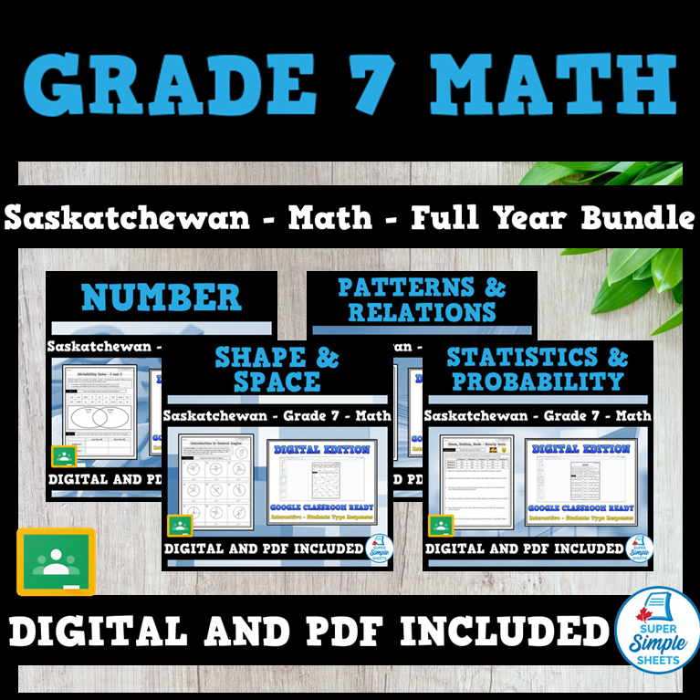 Saskatchewan Grade 7 Math - Full Year Bundle - GOOGLE/PDF INCLUDED ...