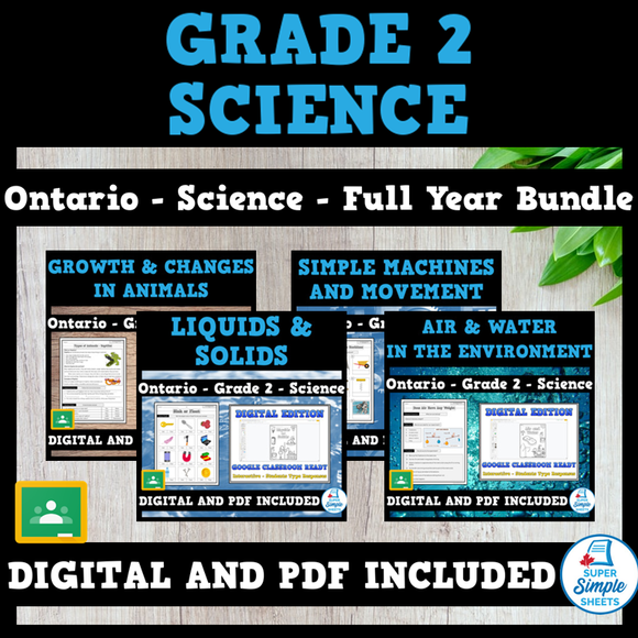 NEW 2022 Curriculum! Ontario Grade 2 Science Bundle - FULL YEAR BUNDLE