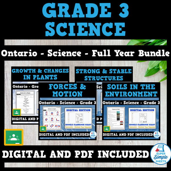 NEW UPDATED 2022! - Ontario Grade 3 Science - Full Year Bundle - GOOGLE/PDF