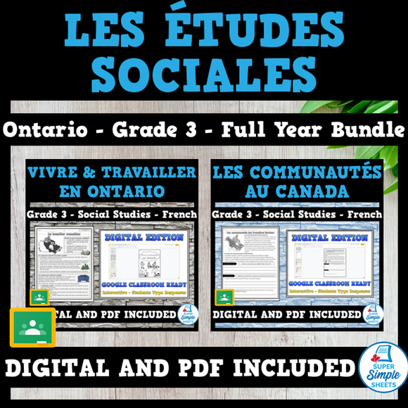 Ontario - Grade 3 - Social Studies - French Version - FULL YEAR BUNDLE