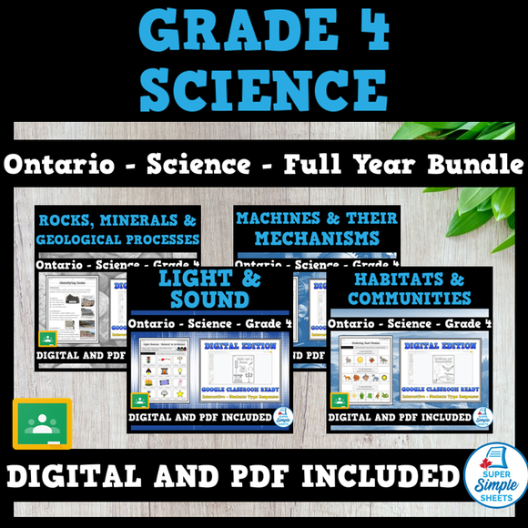 NEWLY UPDATED - 2022 Curriculum! Ontario Grade 4 Science Bundle - GOOGLE/PDF