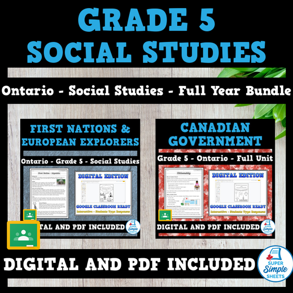 Ontario - Grade 5 - Social Studies - FULL YEAR BUNDLE