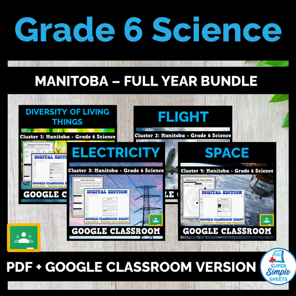 Science - Manitoba Grade 6 - Full Year Bundle - Clusters 1, 2, 3, 4