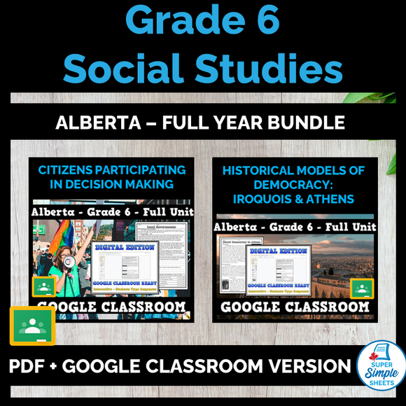 Alberta Grade 6 Social Studies Bundle - Democracy: Action and Participation