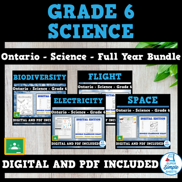NEW 2022 Curriculum! Ontario Grade 6 - Science - Full Year Bundle - GOOGLE/PDF