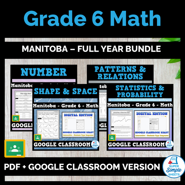 Grade 6 Manitoba Math Full Year Bundle Super Simple Sheets