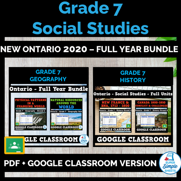 Ontario - Grade 7 - History & Geography - FULL YEAR BUNDLE
