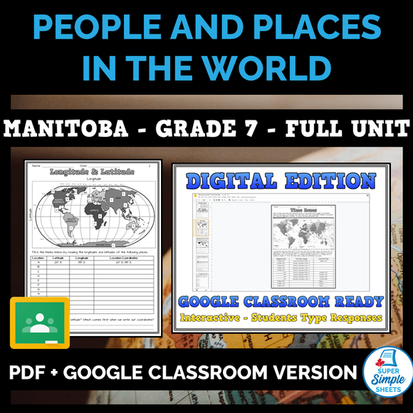 Manitoba Social Studies Unit - Grade 7 - People and Places in the World