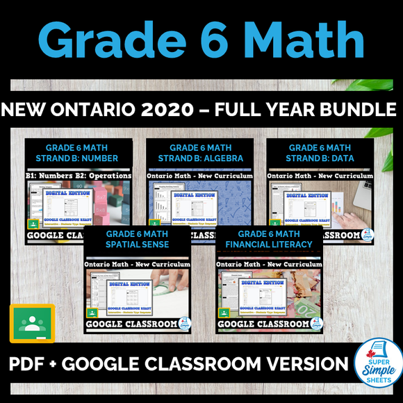 Grade 6 - Full Year Math Bundle - Ontario New 2020 Curriculum