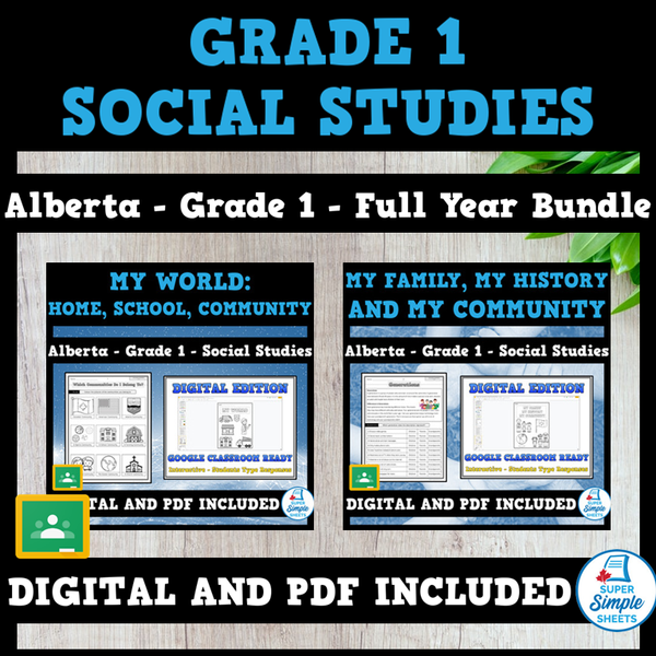 Alberta Grade 1 Social Studies Full Year Bundle Super Simple Sheets