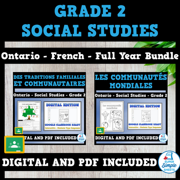 Ontario Grade 2 FRENCH Social Studies Full Year Bundle