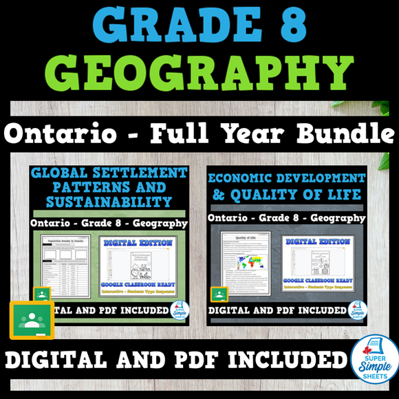 Ontario - Grade 8 - Social Studies - Geography - FULL YEAR BUNDLE